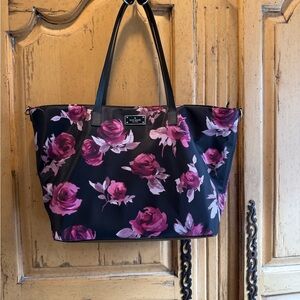 Kate Spade Diaper bag black Tote with Pink Rose Design